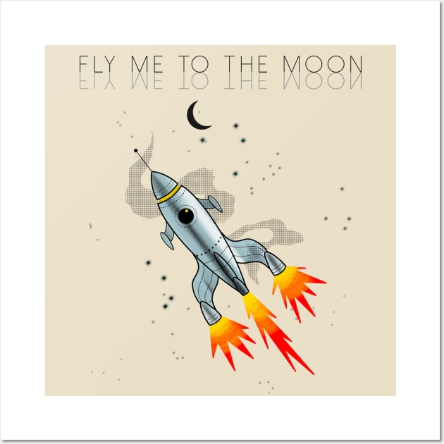 Fly me to the moon Wall Art by Blacklinesw9